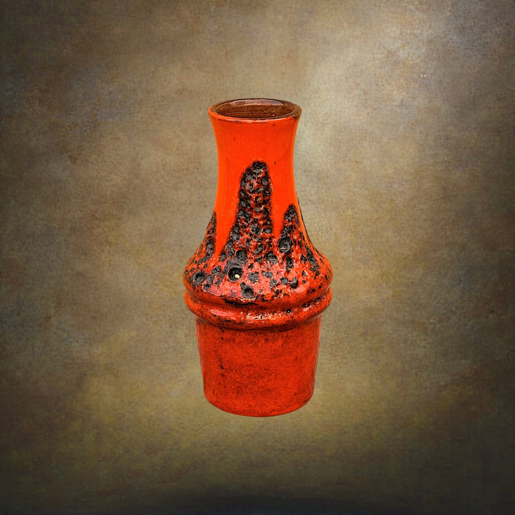 Vase Scheurich Fat Lava Rouge et Brun – Modèle 209-18 – Années 1970