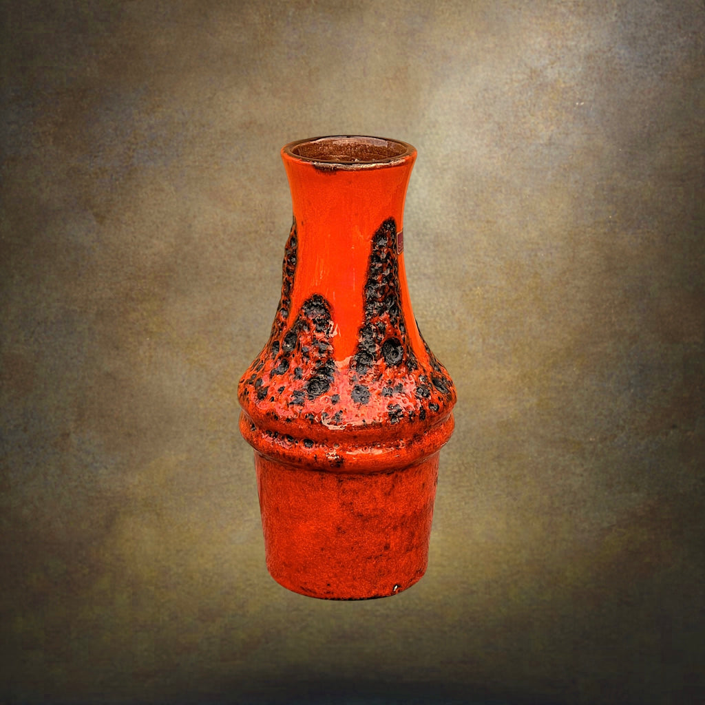 Vase Scheurich Fat Lava Rouge et Brun – Modèle 209-18 – Années 1970