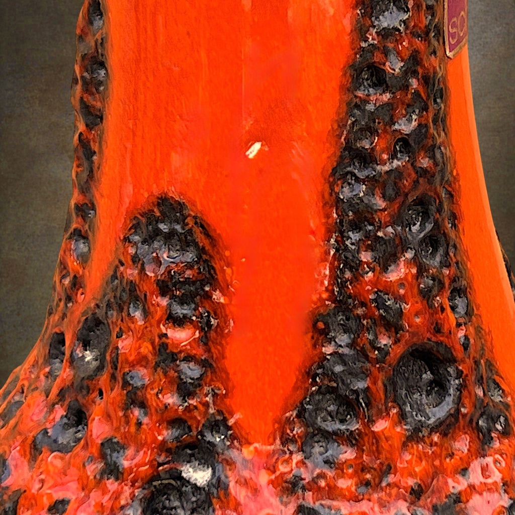 Vase Scheurich Fat Lava Rouge et Brun – Modèle 209-18 – Années 1970