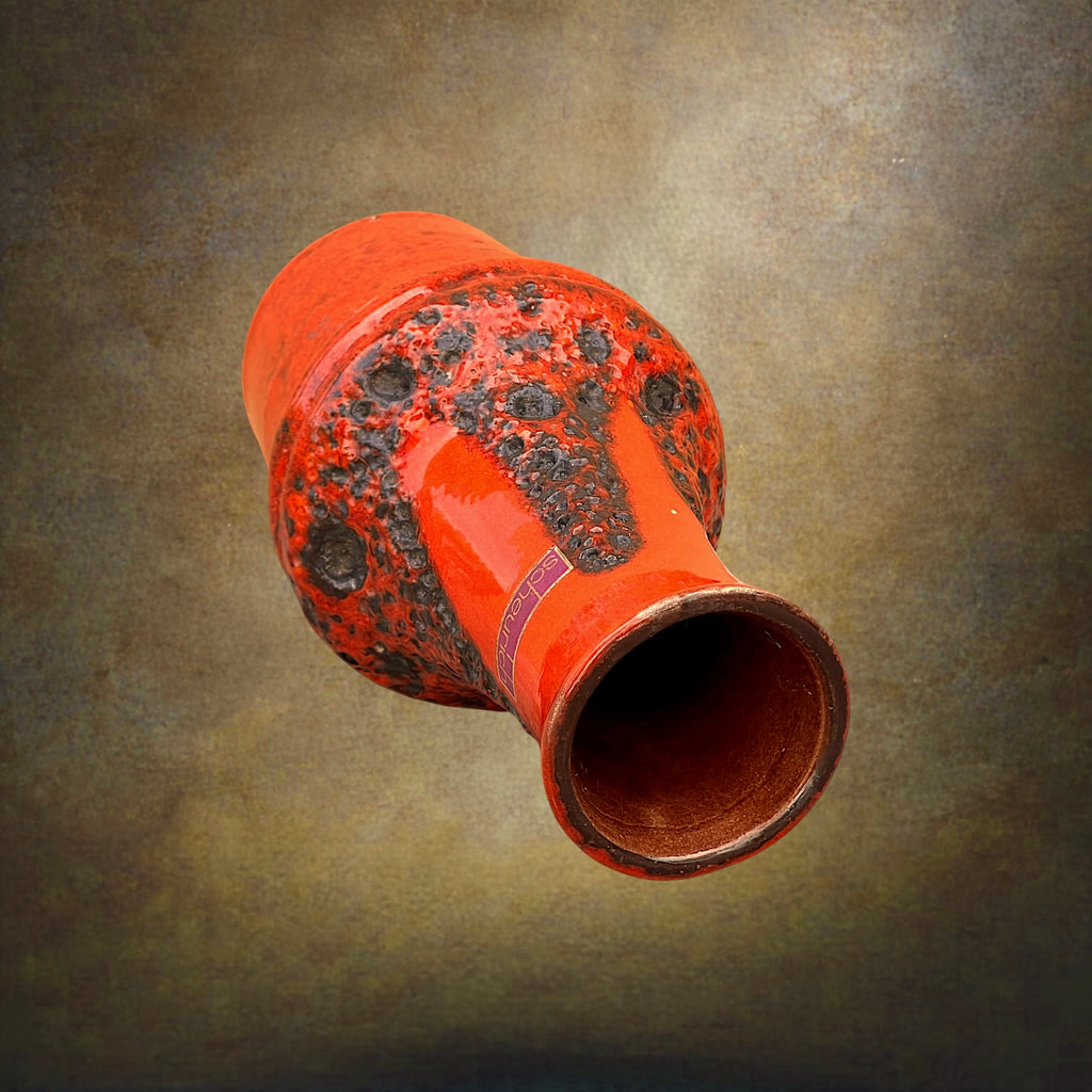 Vase Scheurich Fat Lava Rouge et Brun – Modèle 209-18 – Années 1970