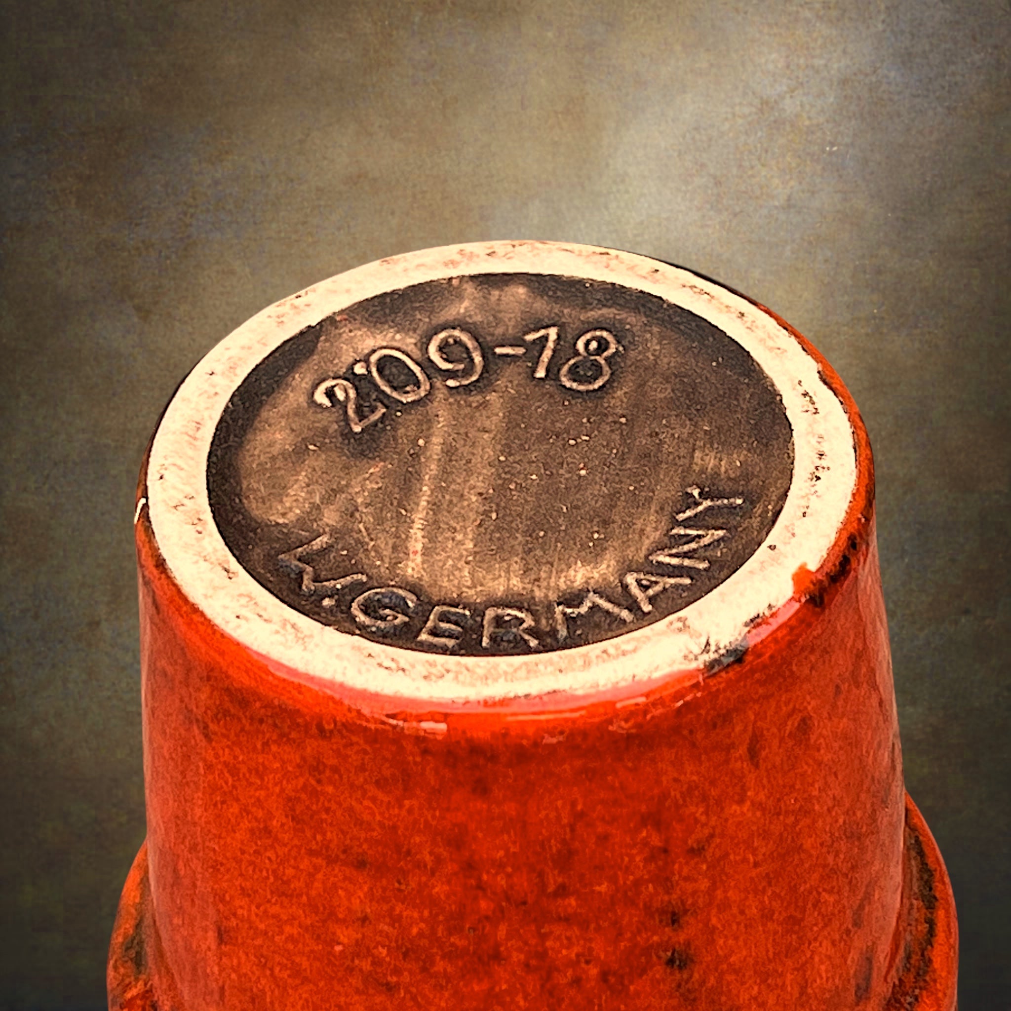Vase Scheurich Fat Lava Rouge et Brun – Modèle 209-18 – Années 1970