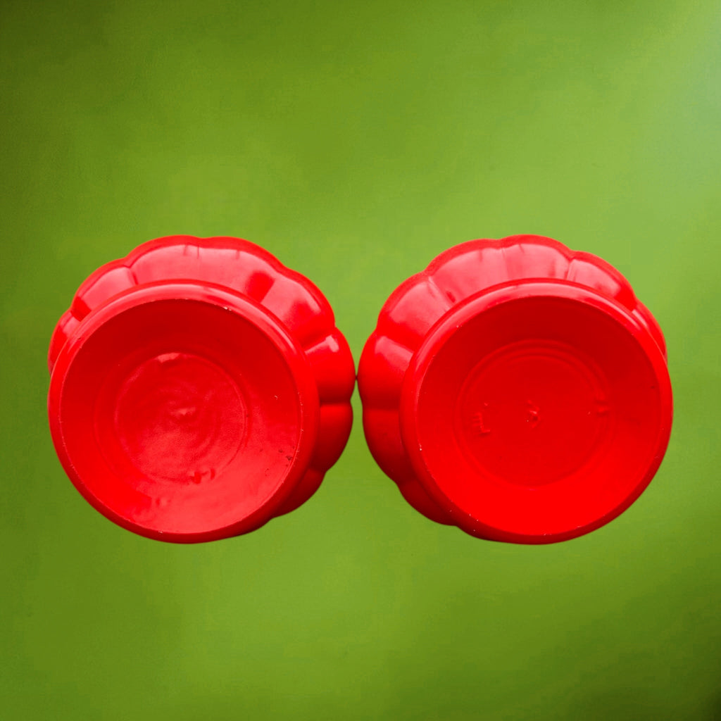 Paire de Vases en Verre Peint Blanc et Rouge – Années 1960-1970