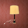 lampe-table-colonne-noire-laiton-dore-abat-jour-ivoire-annees60