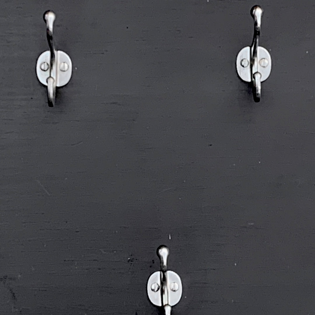Grand Portemanteau Mural Noir 13 Doubles Patères Aluminium Style Vestiaire – Années 50 60