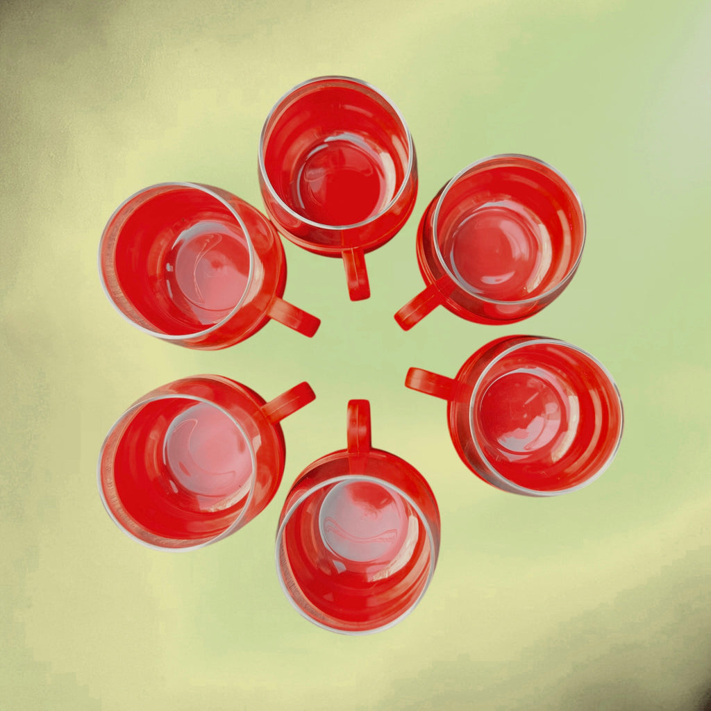 Service de 6 Tasses Melitta Schott Jenaer Glas Rouge – Melitta 47 - Années 1970