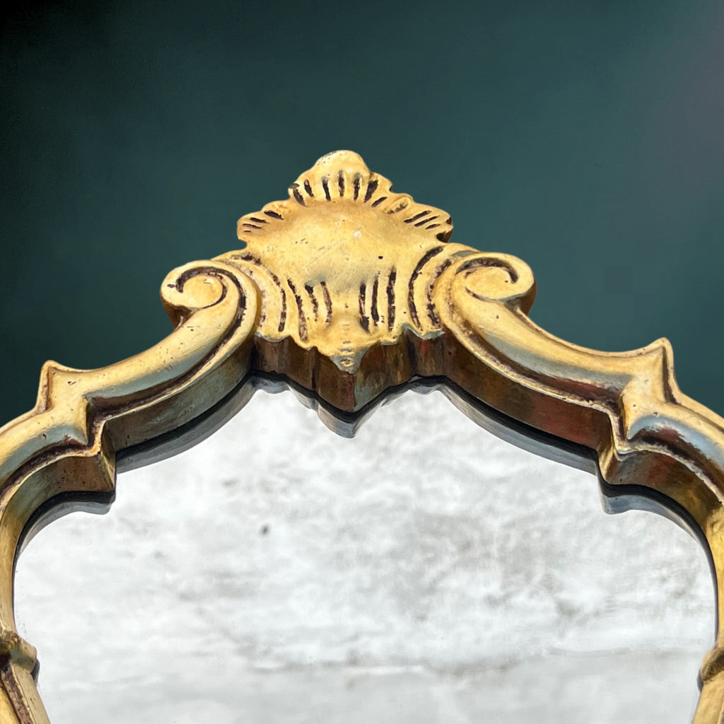 Miroir Mural Rocaille en Résine Dorée – Années 1960-1970