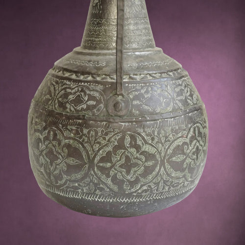 Ancien Coquemar Ottoman en Cuivre Ciselé et Étamé – Fin XIXe Début XXe