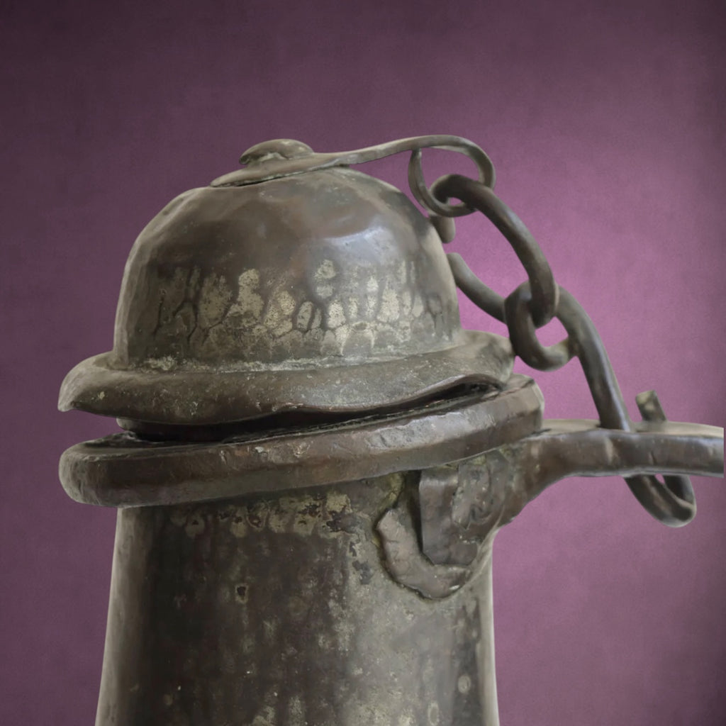 Ancien Coquemar Ottoman en Cuivre Ciselé et Étamé – Fin XIXe Début XXe