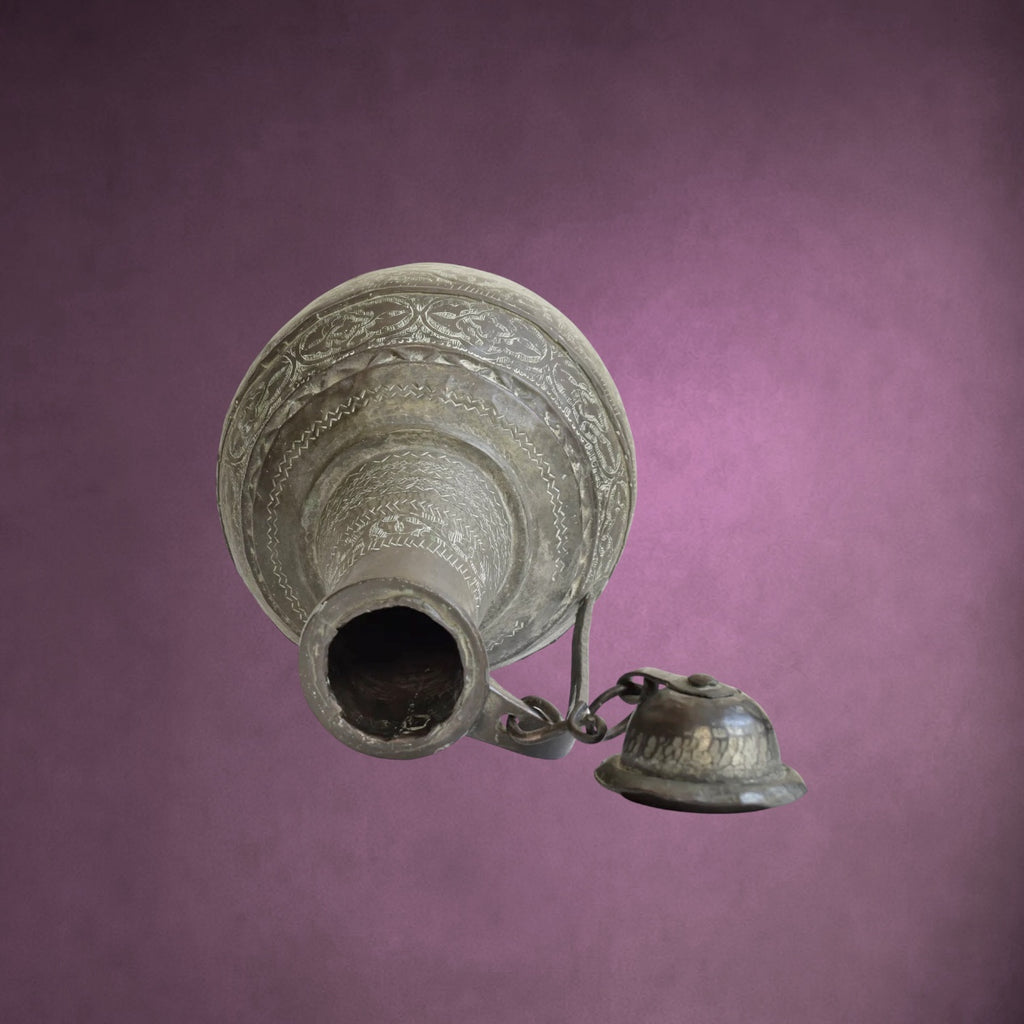 Ancien Coquemar Ottoman en Cuivre Ciselé et Étamé – Fin XIXe Début XXe