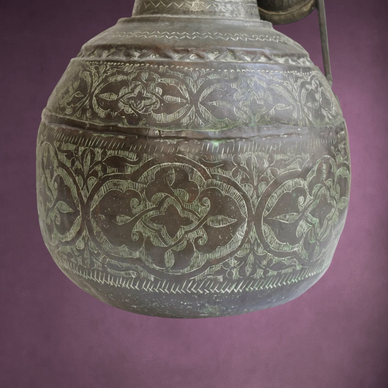 Ancien Coquemar Ottoman en Cuivre Ciselé et Étamé – Fin XIXe Début XXe