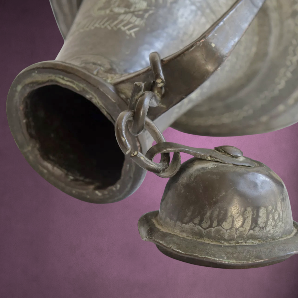 Ancien Coquemar Ottoman en Cuivre Ciselé et Étamé – Fin XIXe Début XXe