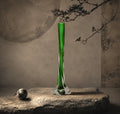 Vase Soliflore Vintage en Verre Sommerso Vert et Transparent

