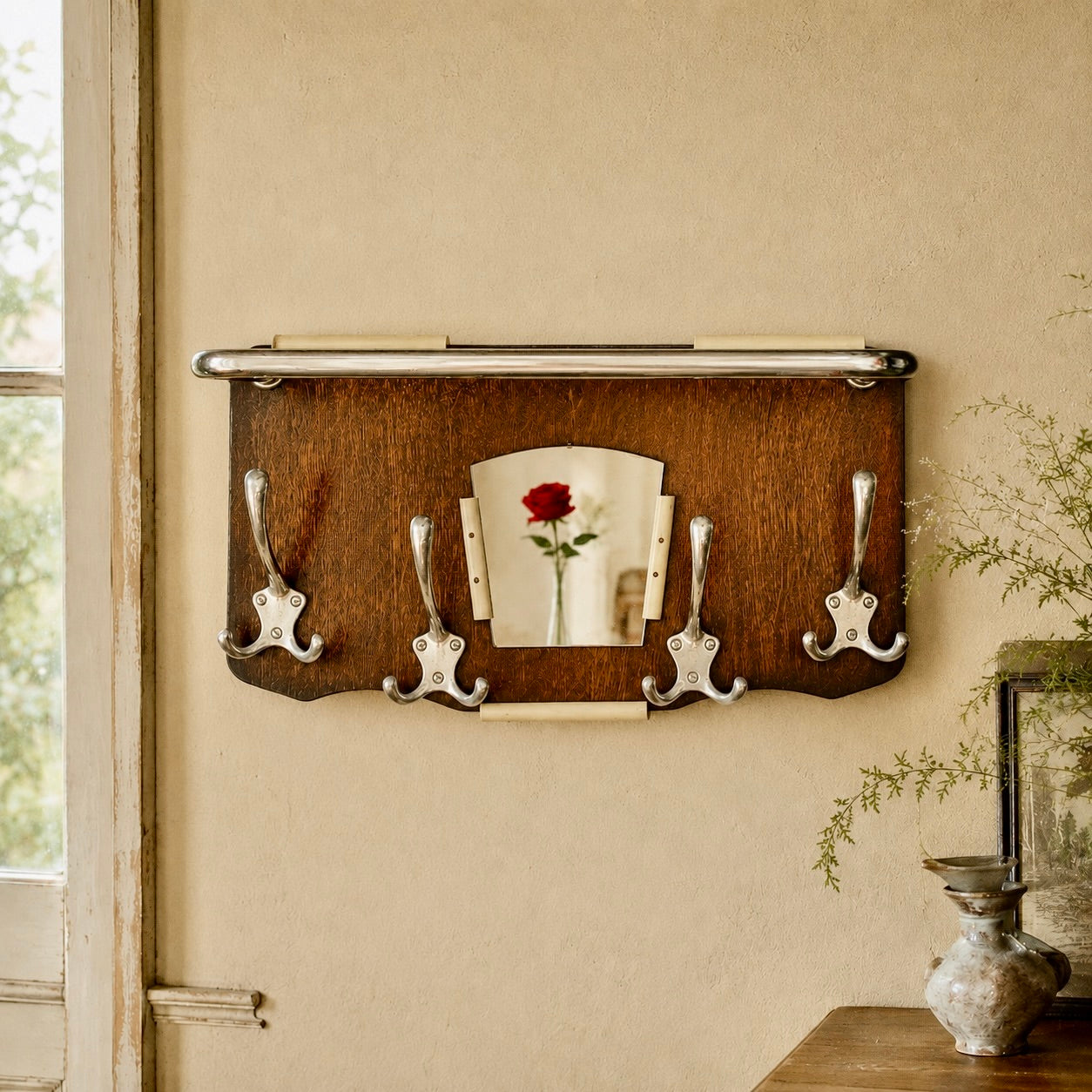 portemanteau-mural-vintage-bois-chrome-miroir-annees50-60