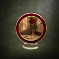 miroir-table-rond-metal-dore-resine-rouge-marbre-vintage
