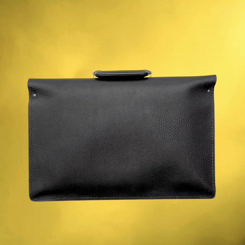 Cartable Mallette en Cuir Grainé Noir à Soufflets – Années 60