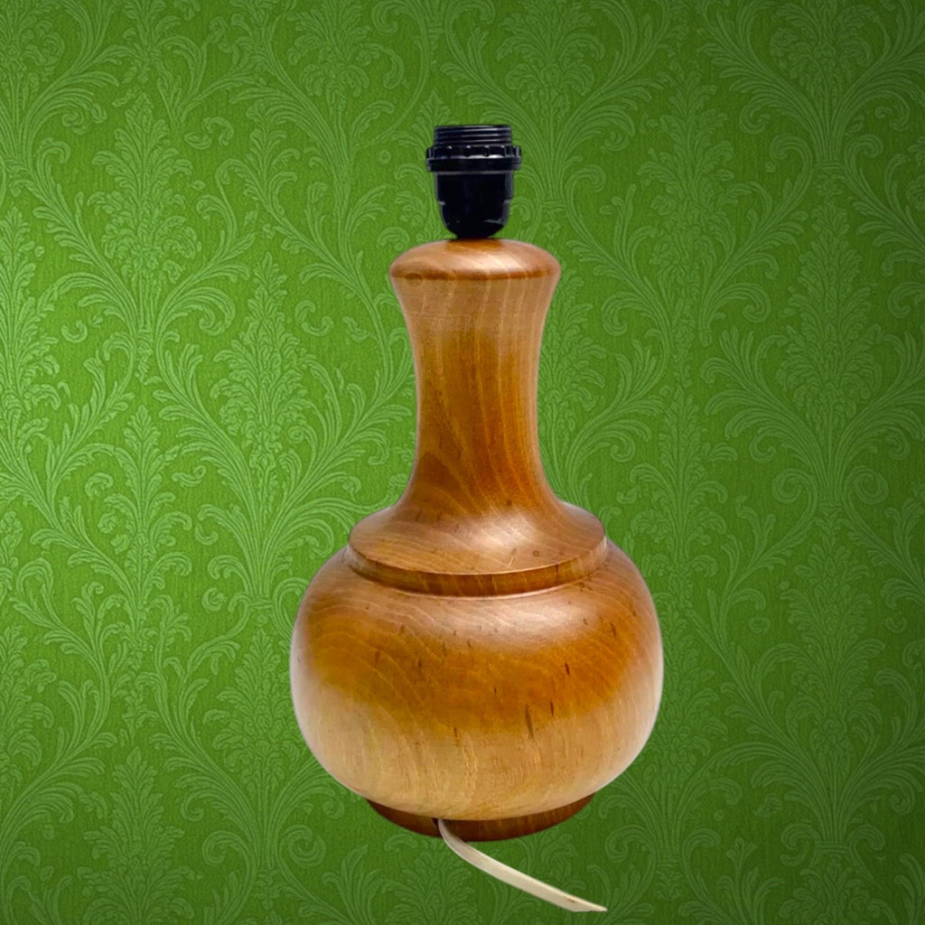pied de lampe vintage bois noyer tourné années 70