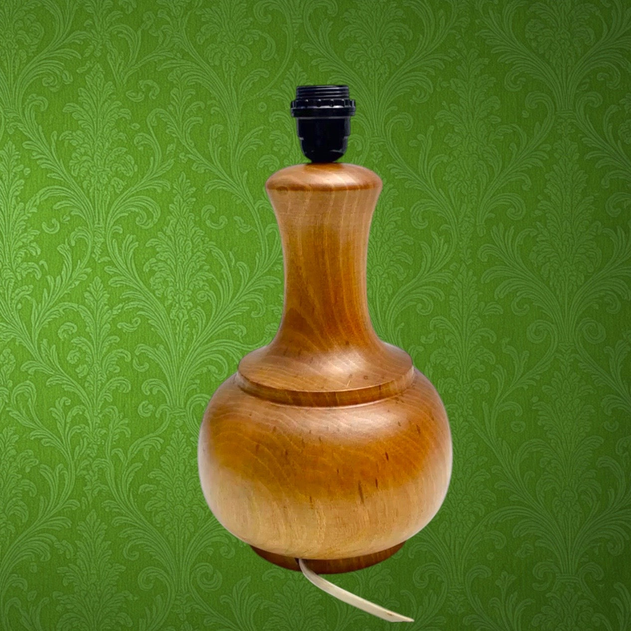 pied de lampe vintage bois noyer tourné années 70