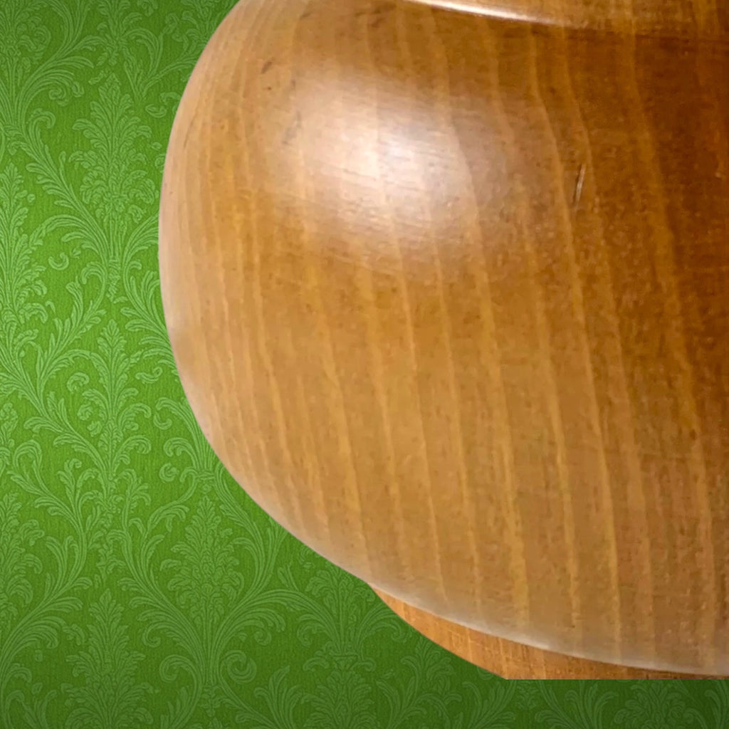 Pied de lampe vintage en noyer massif – lampe bois tourné années 70 – lampe rétro design organique