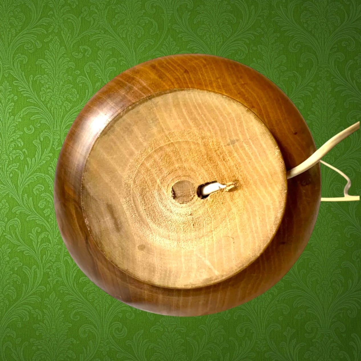 Pied de lampe vintage en noyer massif – lampe bois tourné années 70 – lampe rétro design organique