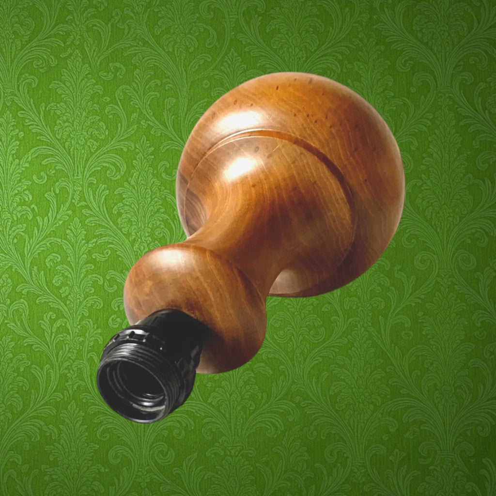 Pied de lampe vintage en noyer massif – lampe bois tourné années 70 – lampe rétro design organique