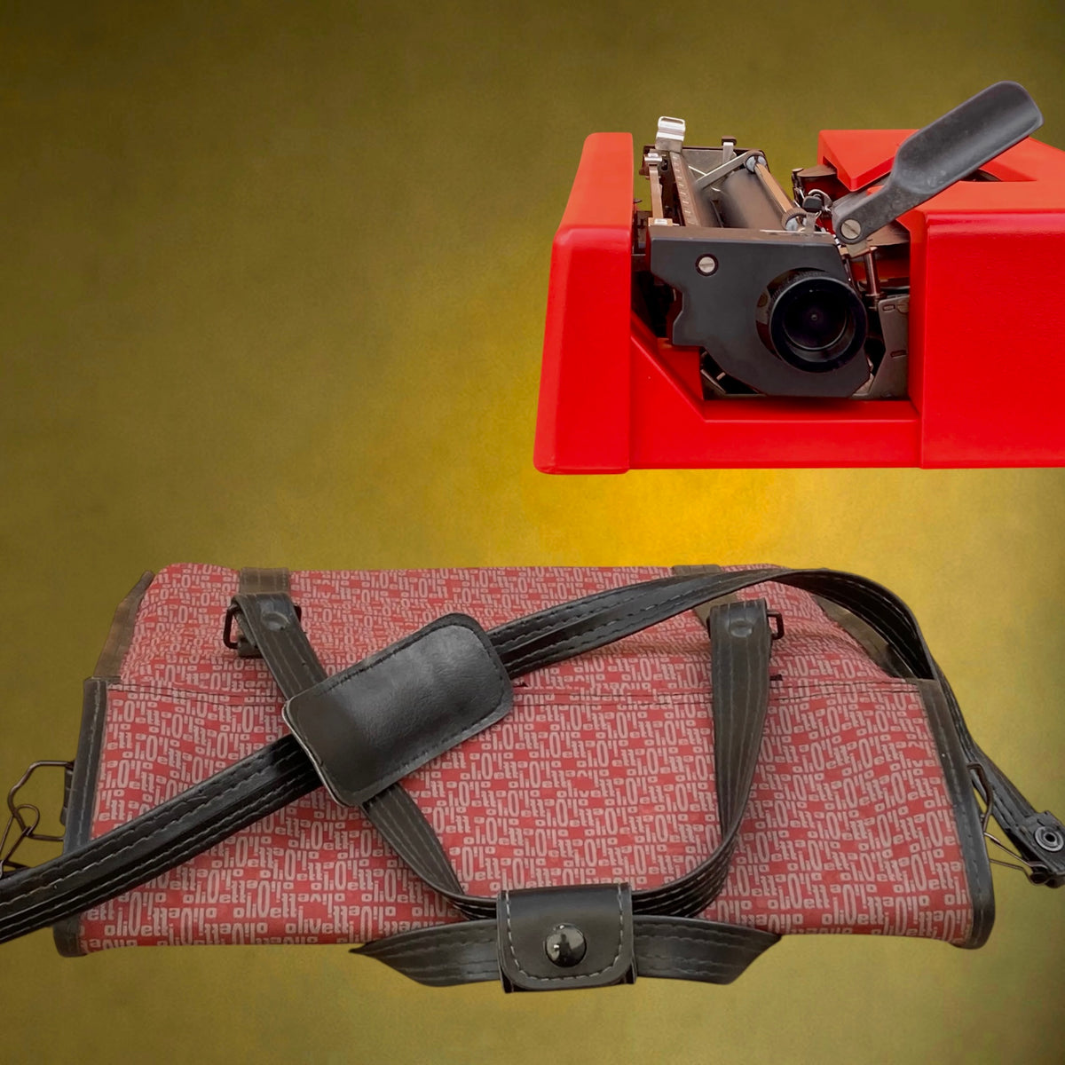 Machine à Écrire Olivetti College Rouge avec Housse – Olivetti Lettera 25 - Vers 1975