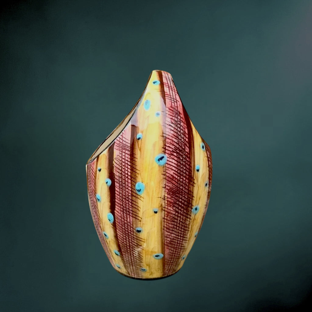 Vase en Faïence Émaillée Hubert Bequet à Double Ouverture – Années 50-60