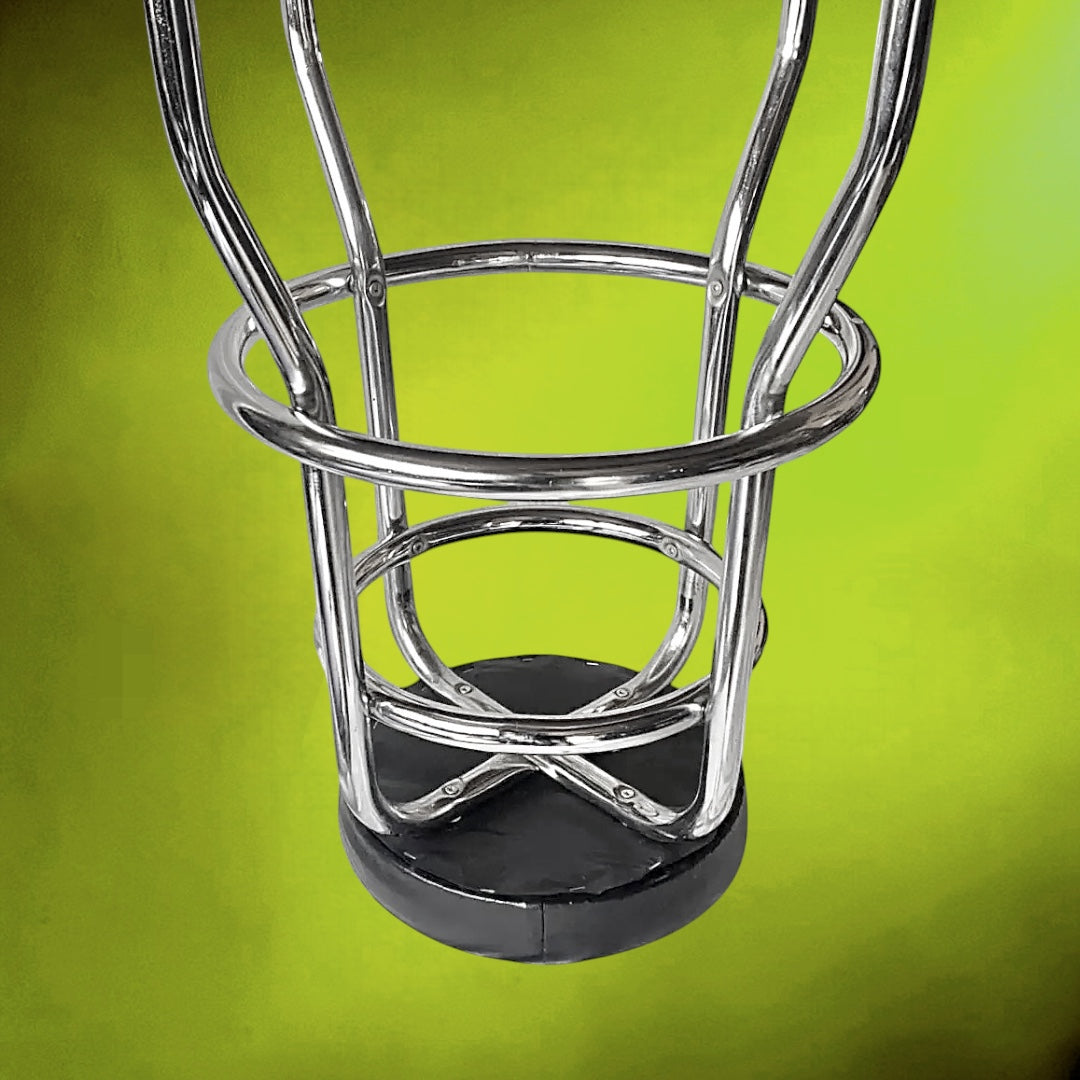 Tabouret Haut Tubulaire Chromé et Skaï Noir Style Bistrot – Années 70 80