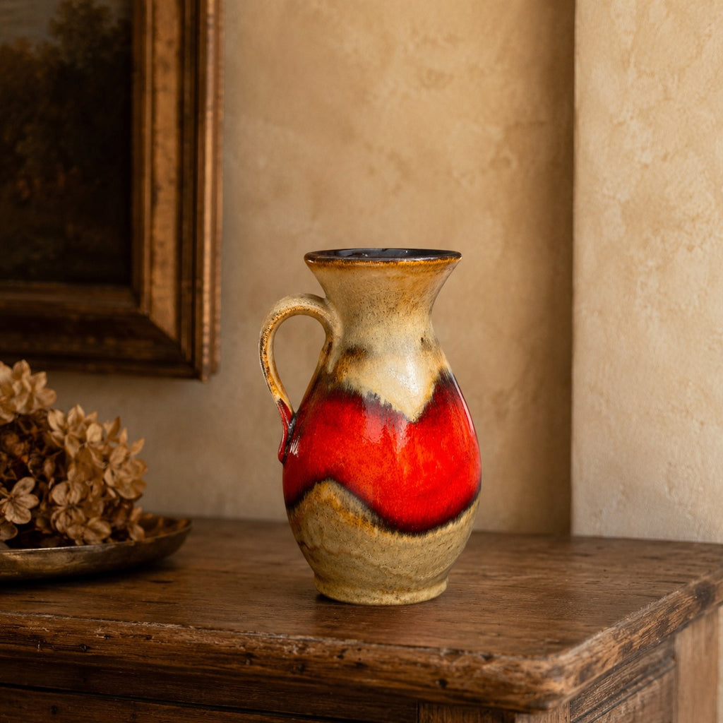 vase-jasba-n046-ceramique-fat-lava-rouge-west-germany-annees-70