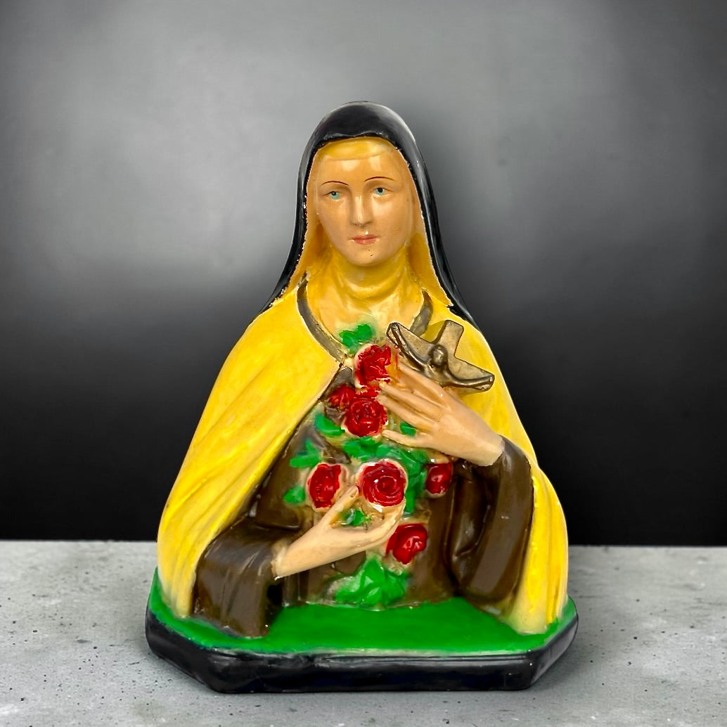 Buste ancien en plâtre polychrome Sainte-Thérèse de Lisieux – Années 1930
