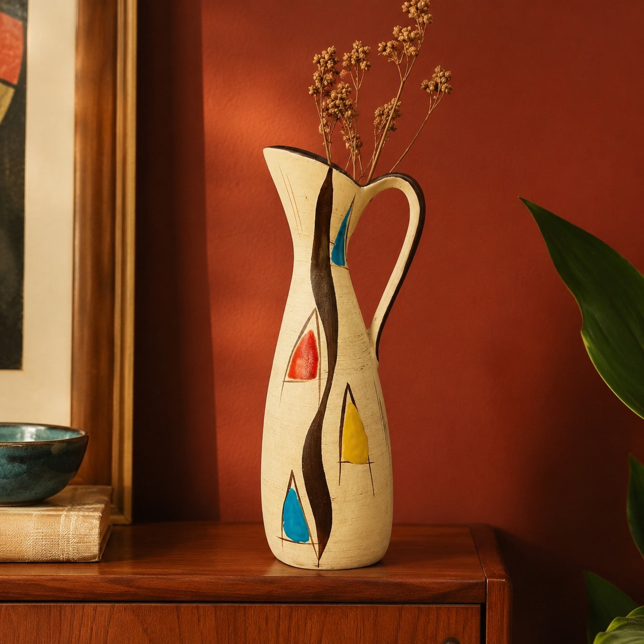 Vase Pichet Bay Keramik 243-25 au Décor Kongo Polychrome
