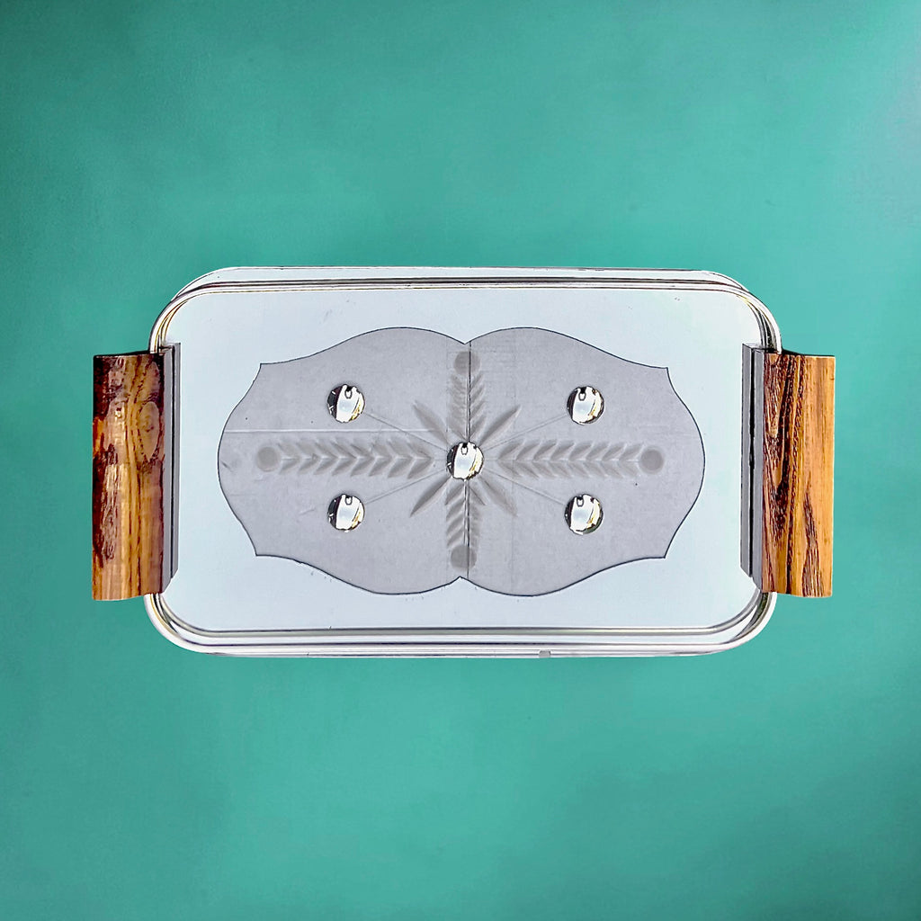 plateau-service-vintage-verre-cisele-bois-metal-miroir