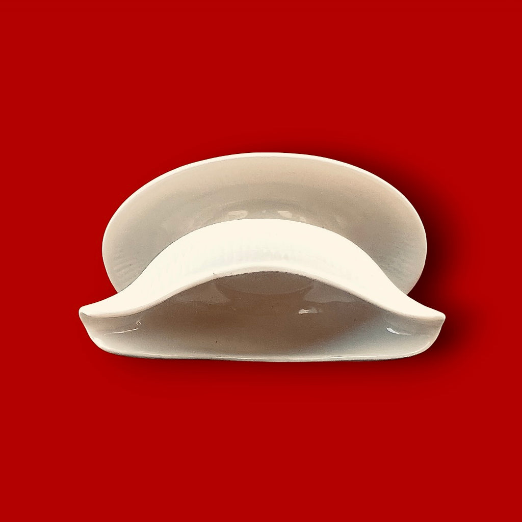 Saucière Boch La Louvière en Céramique Blanche Crème – Milieu XXe