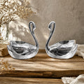bougeoirs cygnes métal argenté vintage duo élégant