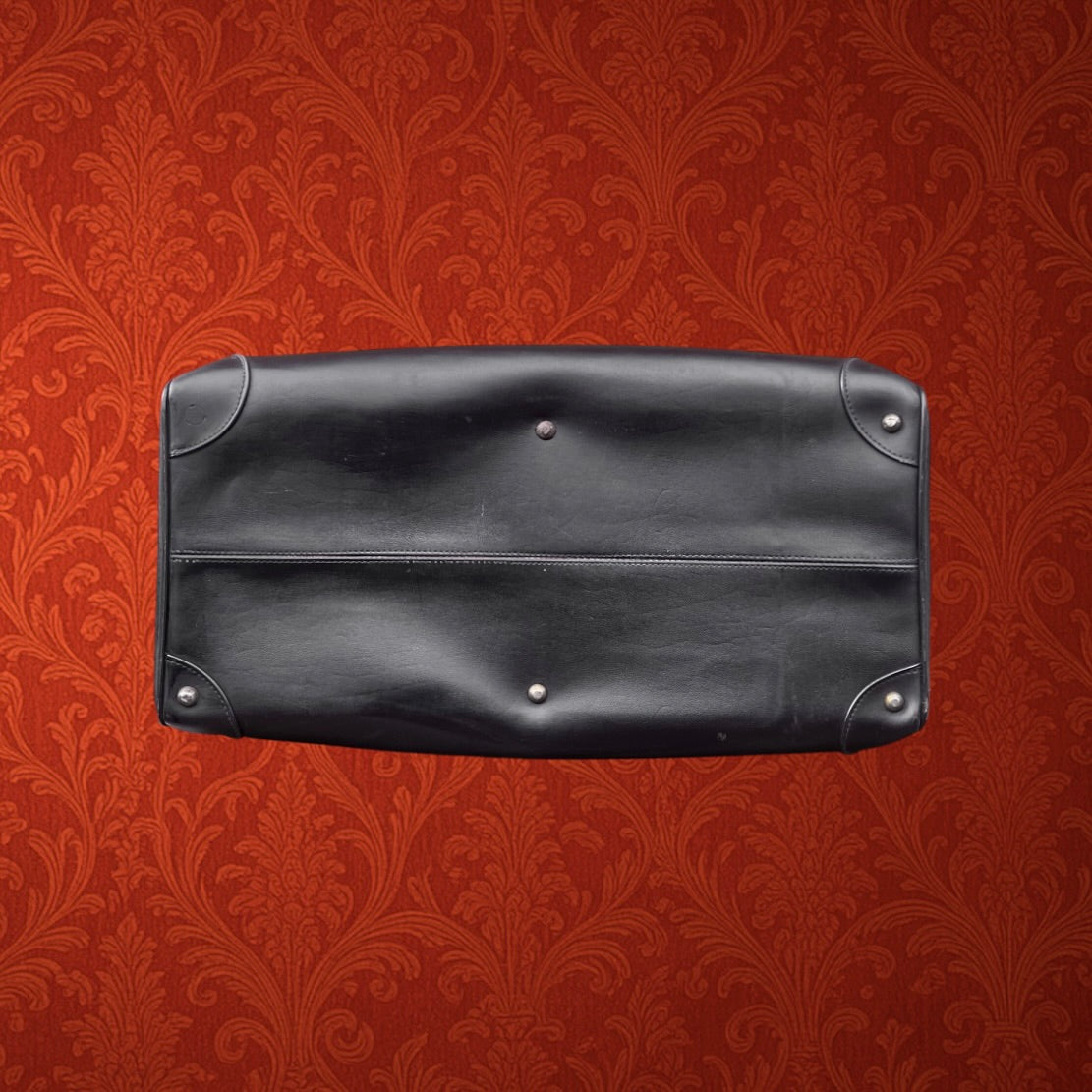 Grand Sac de Voyage Style Médecin en Skaï Noir Fermeture Métal – Années 60