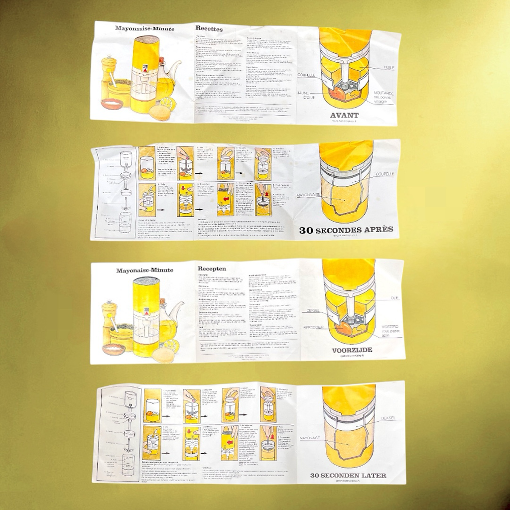 Mayonnaise Minute SEB Jaune Électrique Design Pop Années 70 - Boîte et Mode d'Emploi