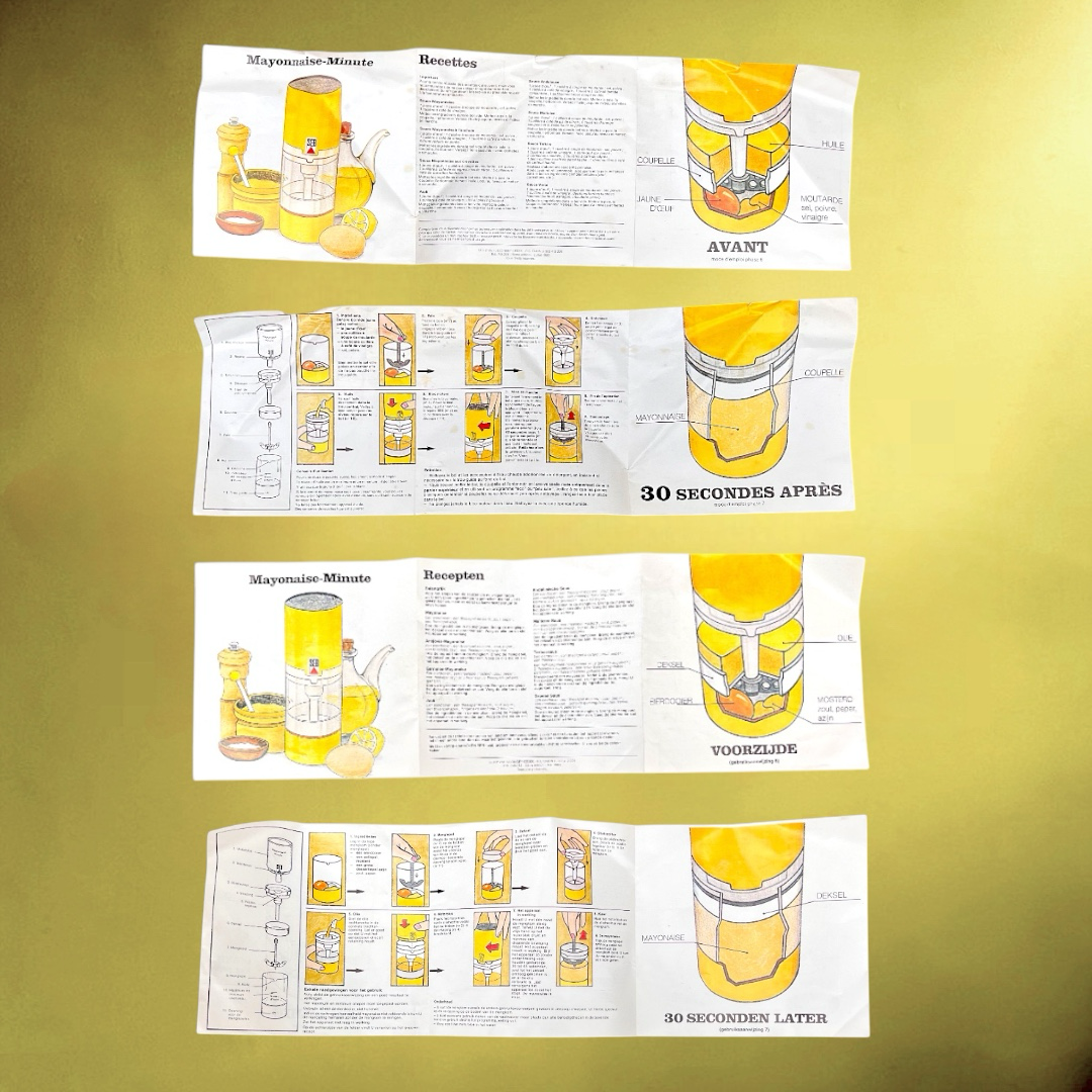 Mayonnaise Minute SEB Jaune Électrique Design Pop Années 70 - Boîte et Mode d'Emploi