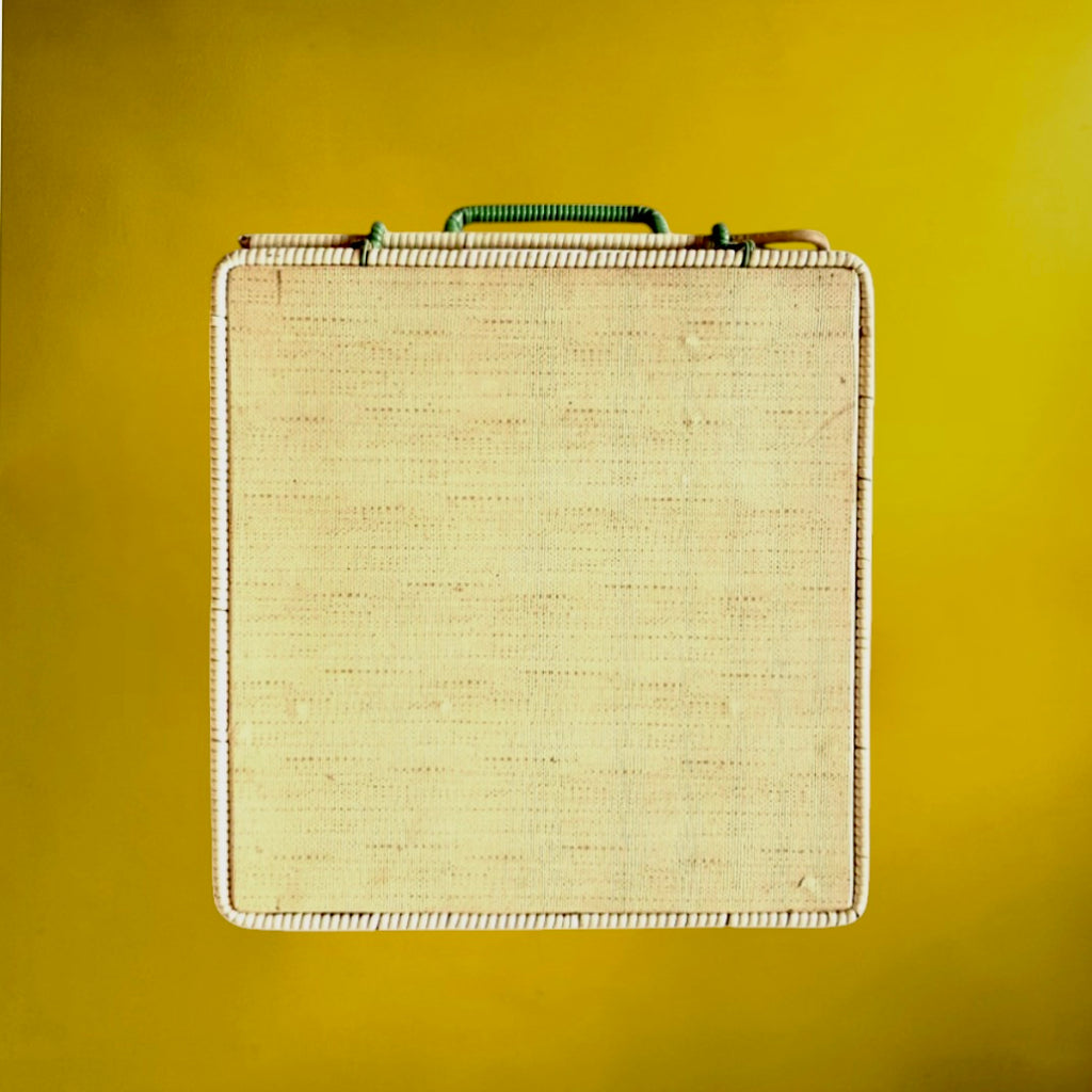 Panier De Pique-Nique Vintage Scoubidou Vert et Blanc - Années 60
