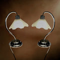 Paire de lampes vintage Massive en métal chromé et verre dépoli texturé – années 80