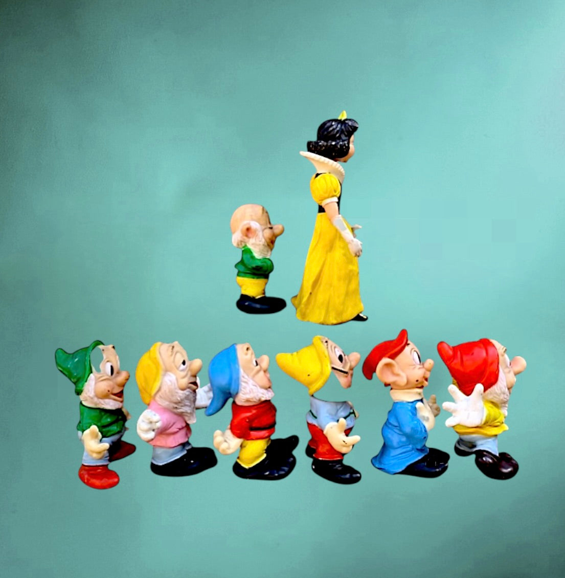 Blanche Neige et les 7 nains vintage Disney années 60 – figurines pouet complètes