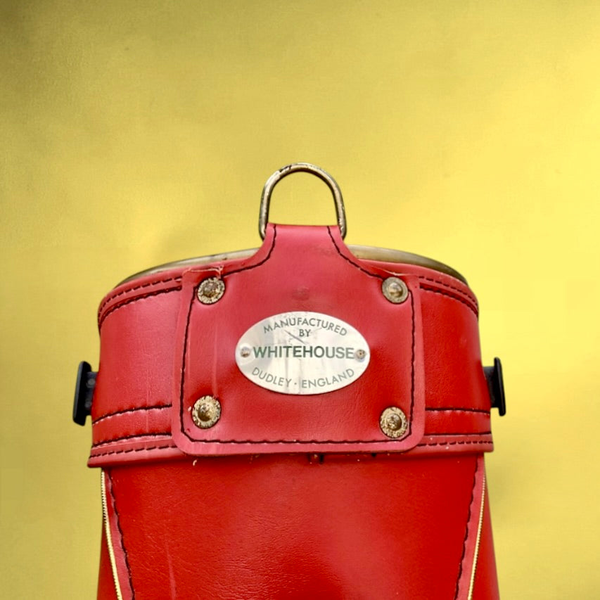Sac de golf vintage Whitehouse Dudley Angleterre – simili cuir rouge – années 60-70