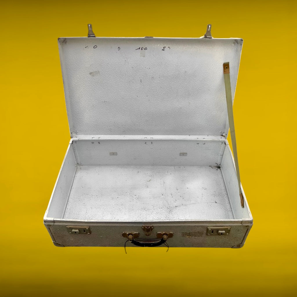 Valise Aluminium Vintage Effet Grain Cuir Grande Valise Rigide Industrielle