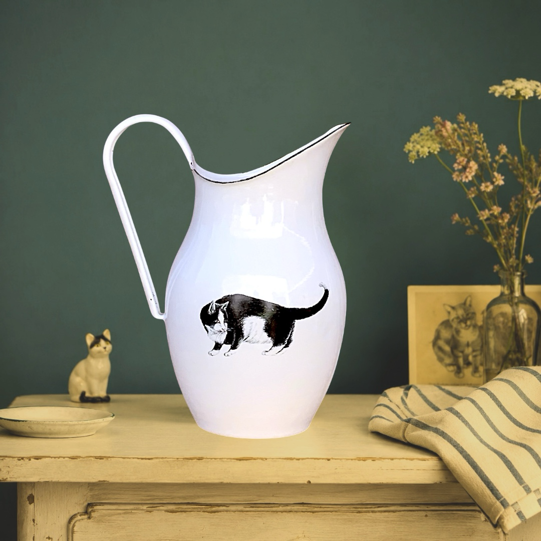 Pichet Aremail Emalia à décor de chats – années 1980-1990