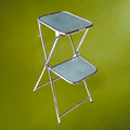 Table de projection pliante vintage en métal chromé et formica bleu années 60