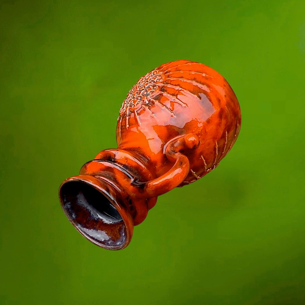 Vase Céramique Orange West Germany 240/25 Années 60