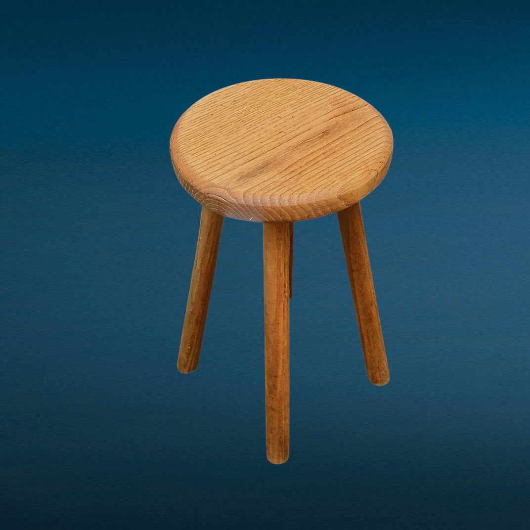 Tabouret Ancien en Bois Massif Quatre Pieds Style Rustique Minimaliste