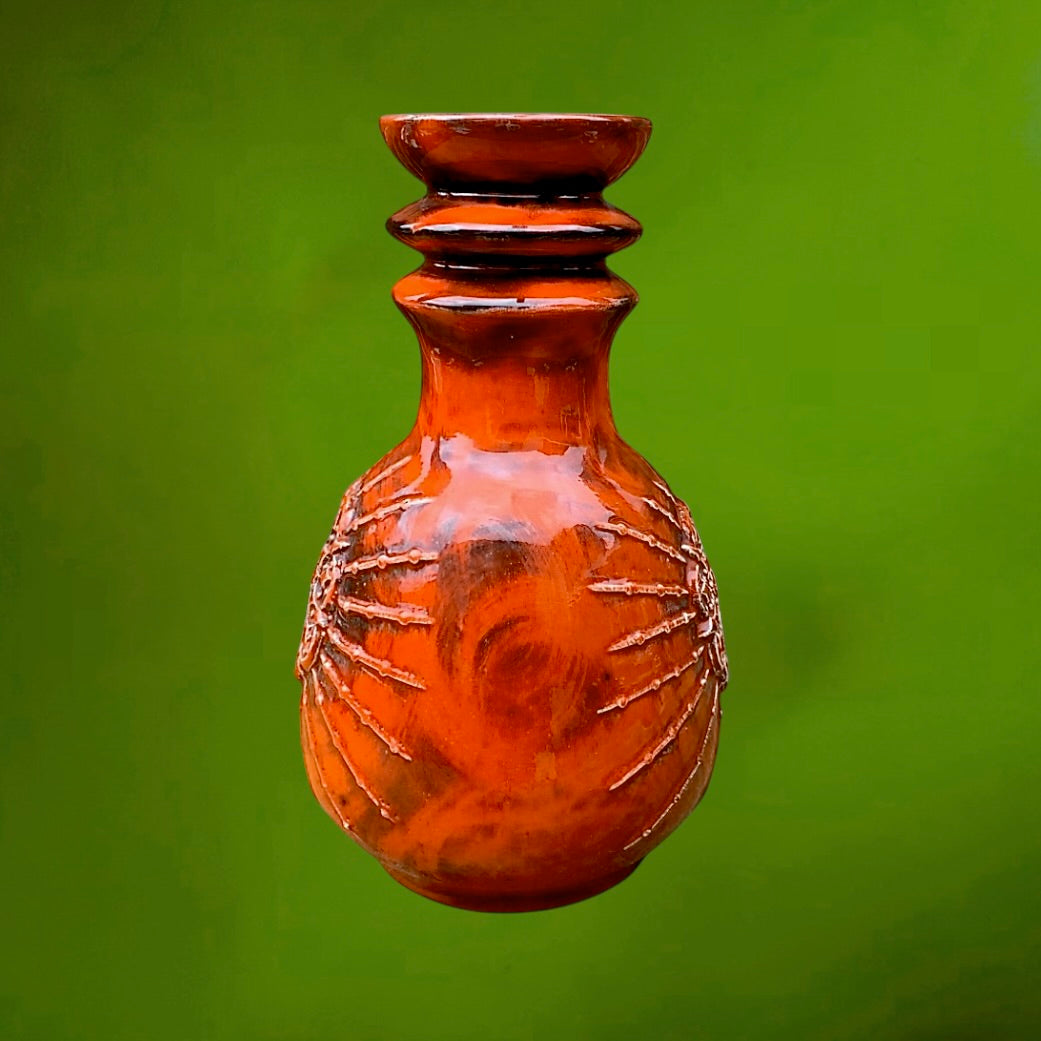 Vase Céramique Orange West Germany 240/25 Années 60