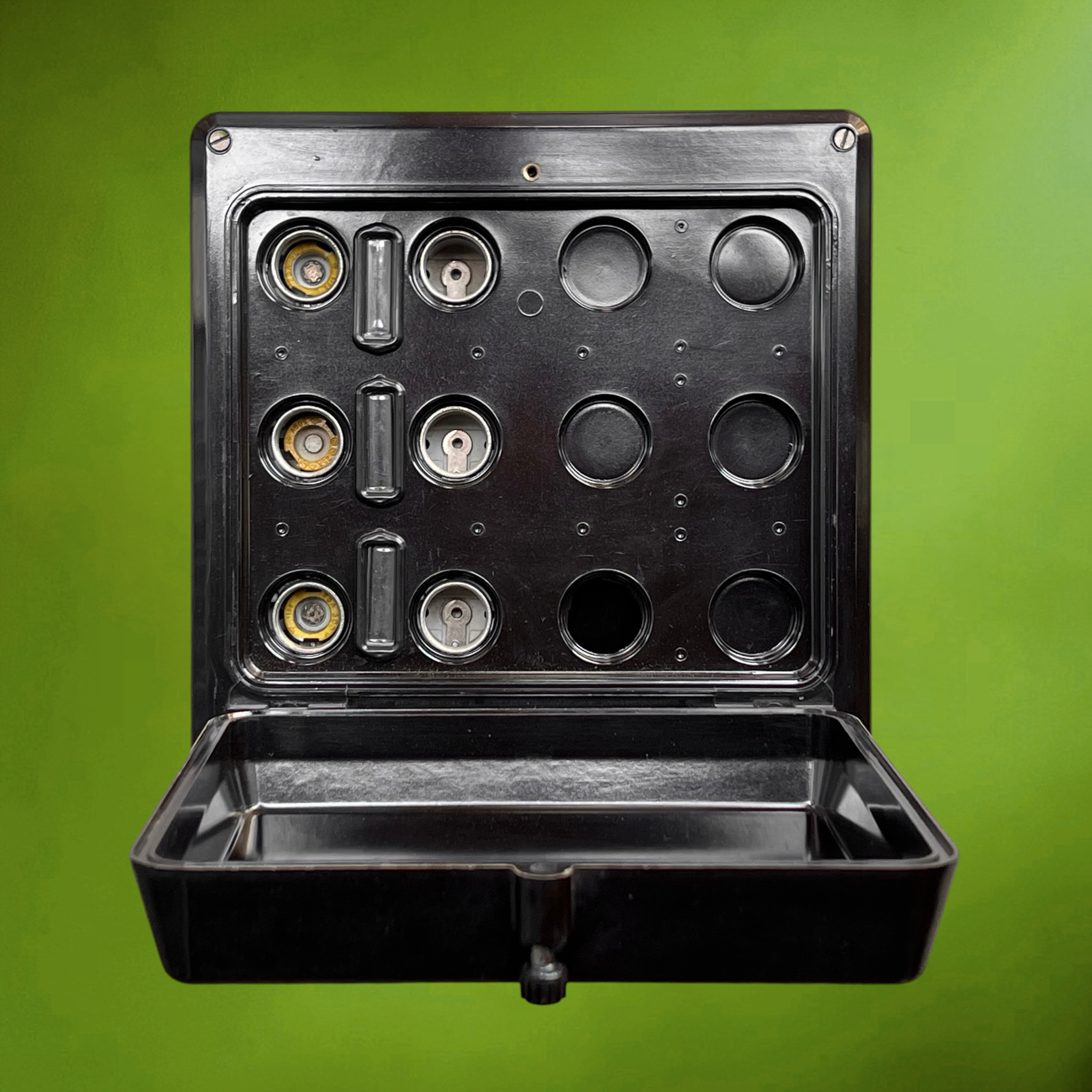 Ancien Coffret Électrique VCF Vynckier en Bakélite Noire – Années 1930-1950