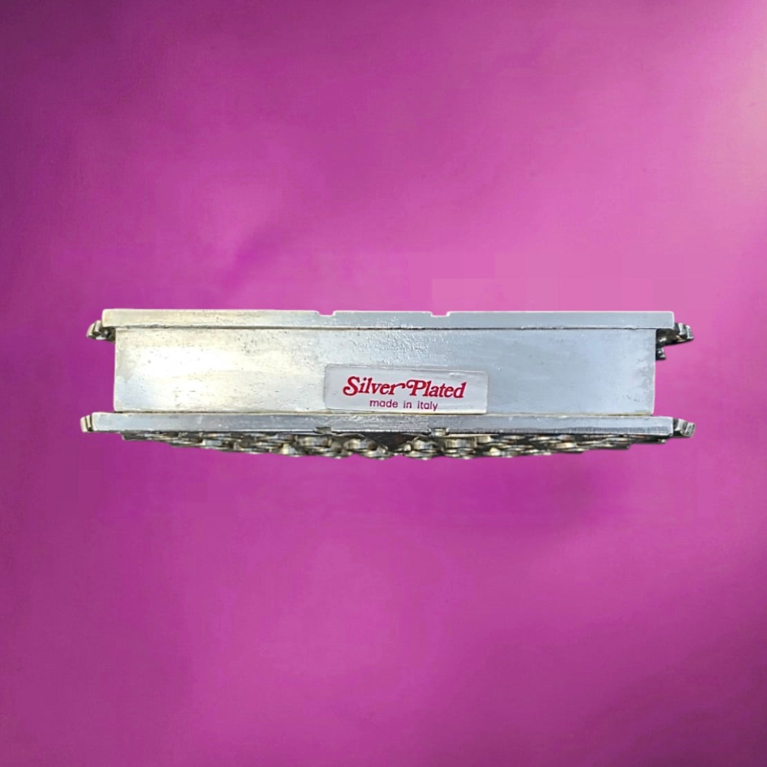 Porte-serviettes ancien paon en métal argenté – Silver Plated Italy - Années 70