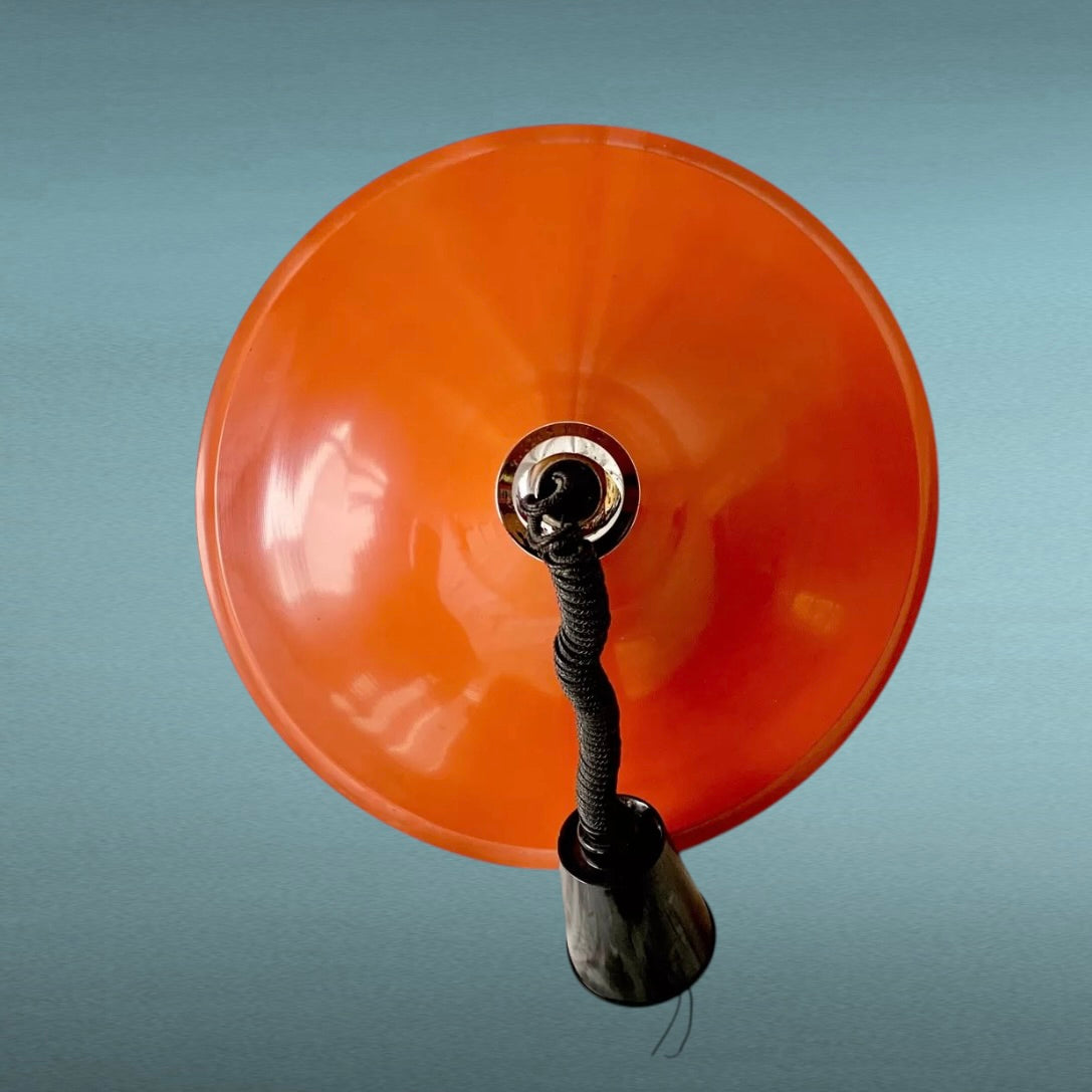 Suspension Space Age Monte et Baisse en Métal Laqué Orange –  Années 60 70