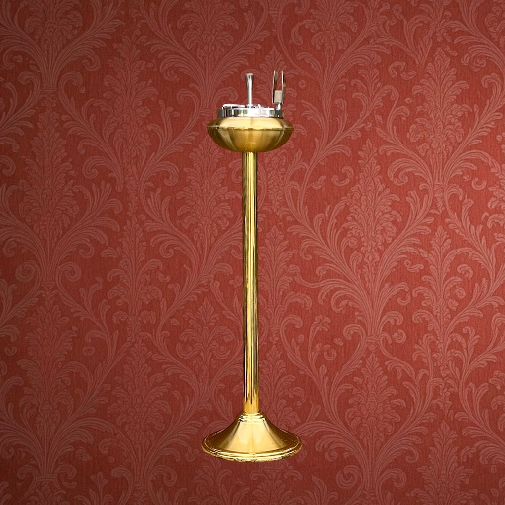 Cendrier sur pied vintage laiton doré et chrome
